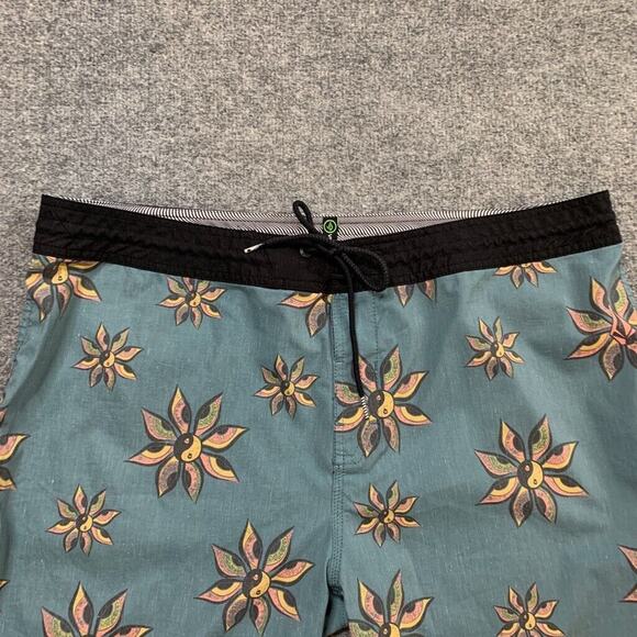 Volcom Boardshorts Mens 40 Blue Burch Stoney Drawstring Stretch Surfing Swimwear - Picture 4 of 13